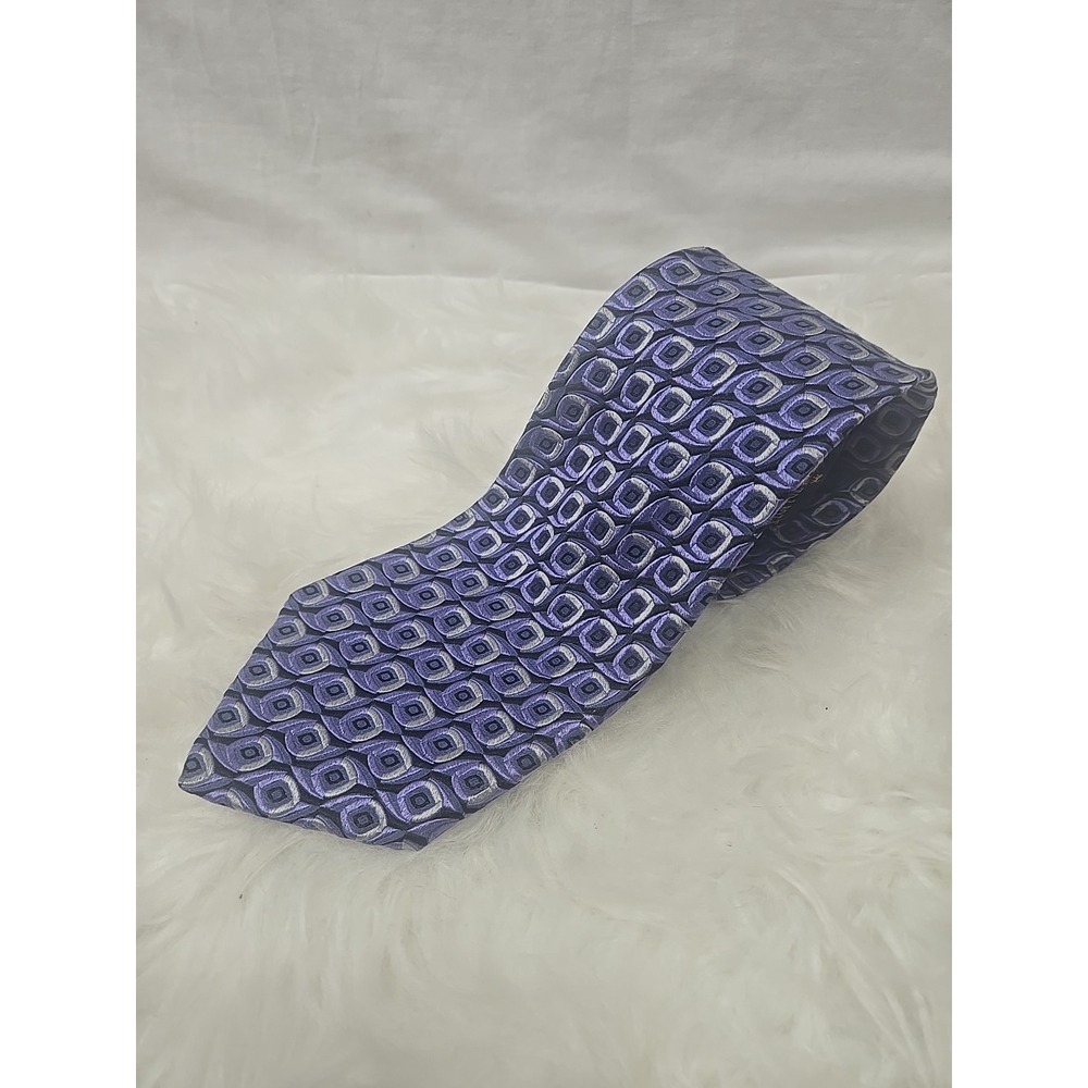 Robert Talbott Men's Silk Tie‎ Purple Medallion Geometric Print Made In USA